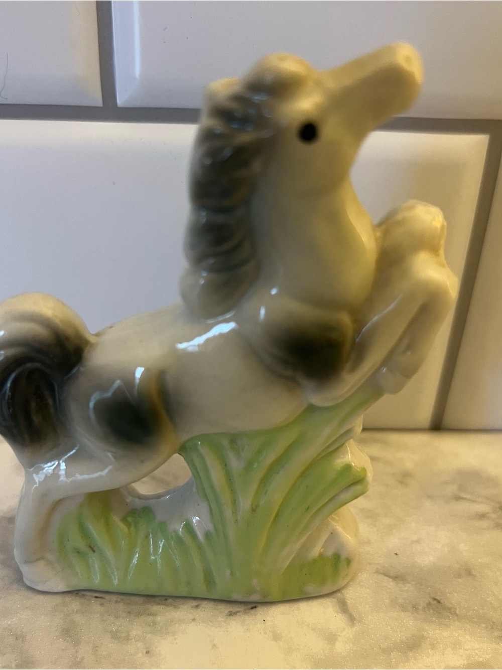 Vintage Ceramic Rearing Horse Figurine | Porcelain Horse Statuette